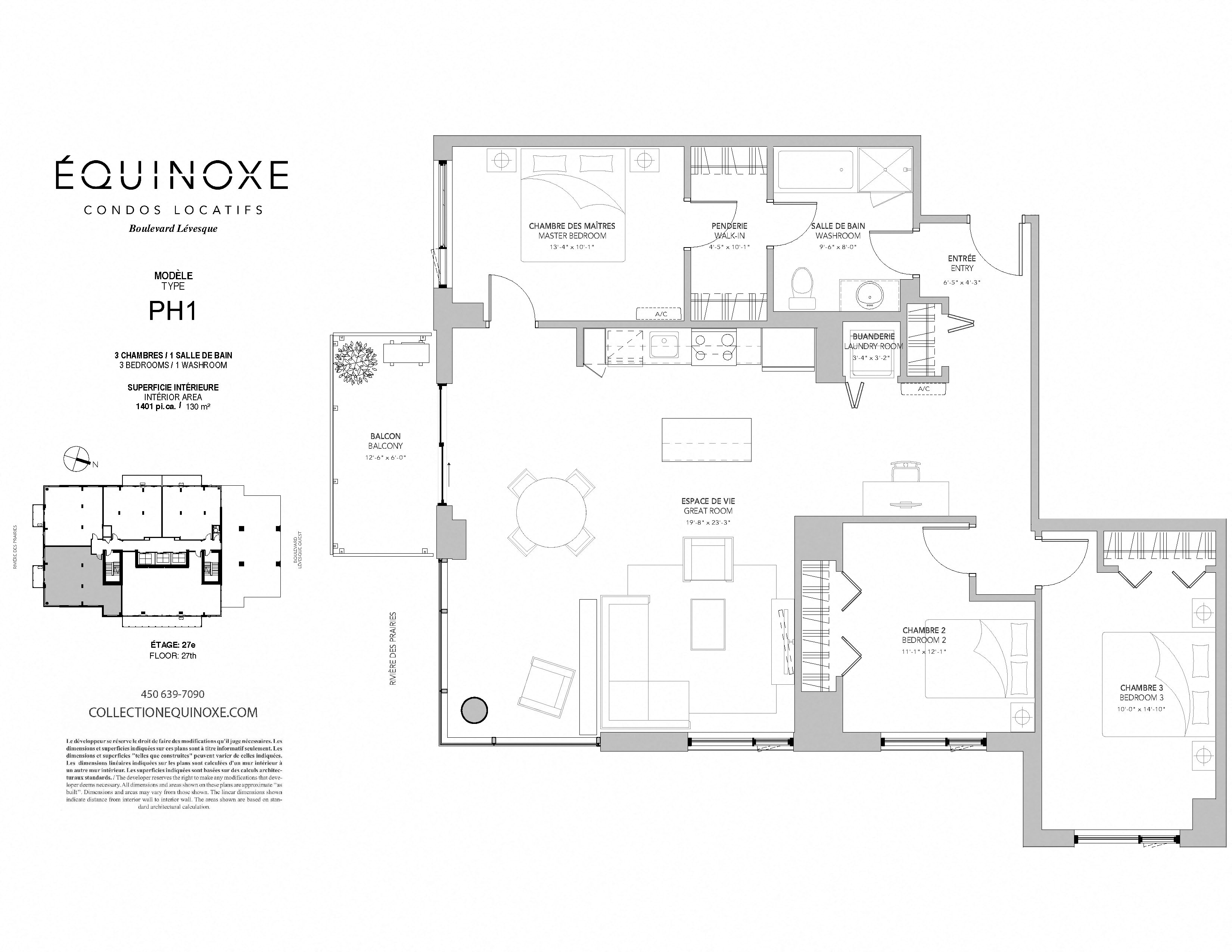 Floor plan for 3 beds, 1 bath, 1401 sqft